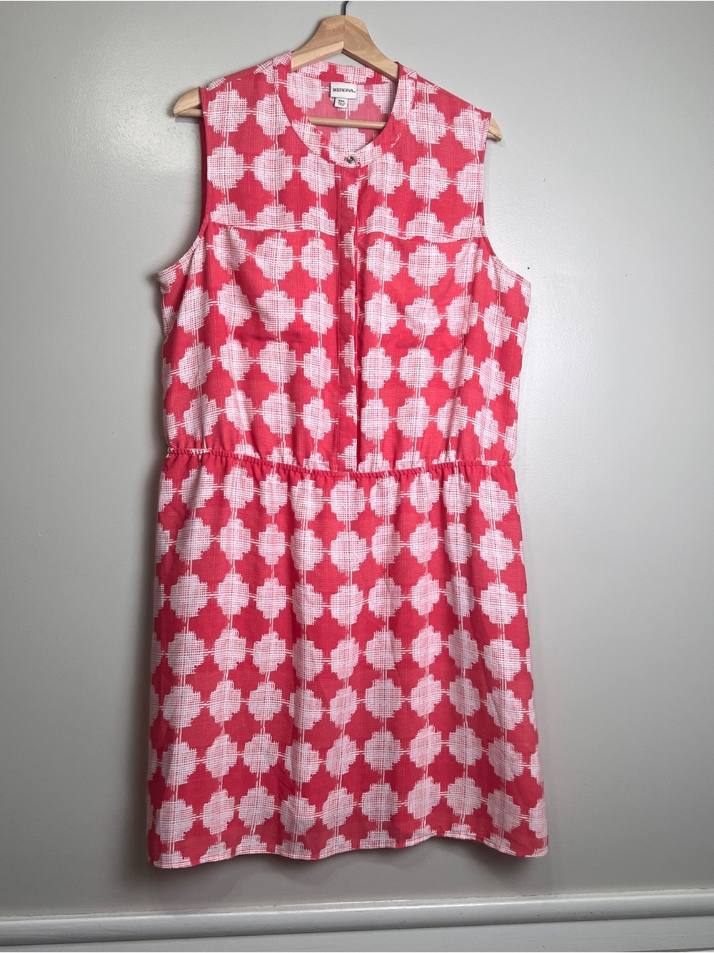 Merona Dress Womens Size XXL Coral & White Geometric Print Sleeveless, EUC